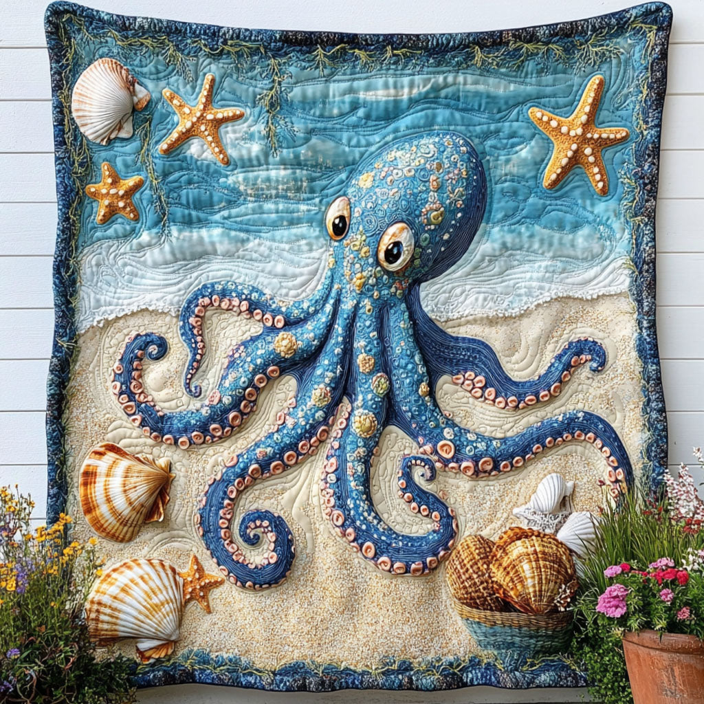 Octo Bloom Quilted Blanket Nice Throw Blanket Octopus Gifts For Adults - Marykun