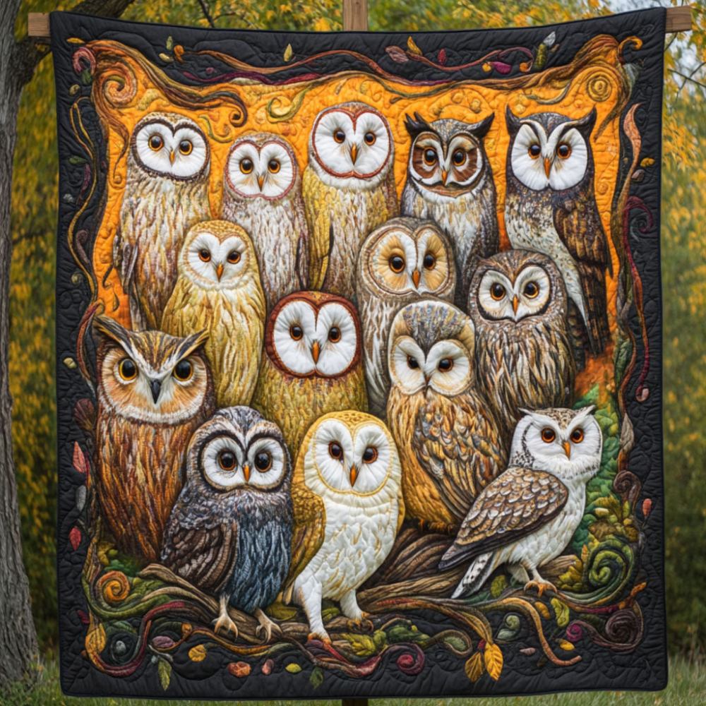 Owl Clan Quilted Blanket Nice Throw Blanket Unique Gifts For Owl Lovers - Marykun