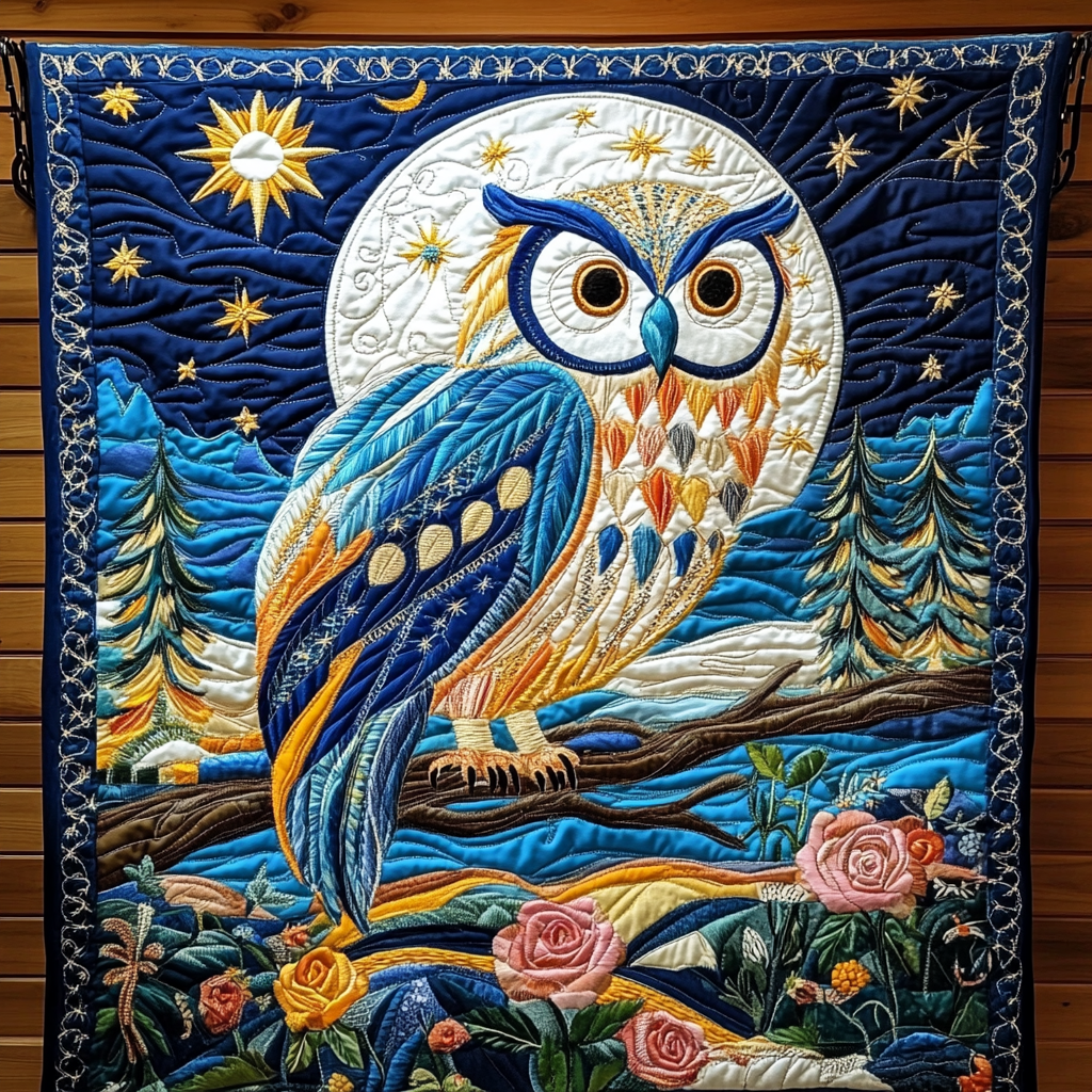 Owl Dreamscape Quilted Blanket Xmas Holiday Dragonfly Gift Items - Marykun