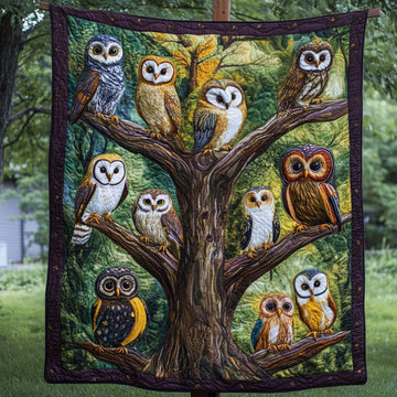Owl Perch Quilted Blanket Cool Throw Blanket Best Owl Gift Ideas - Marykun