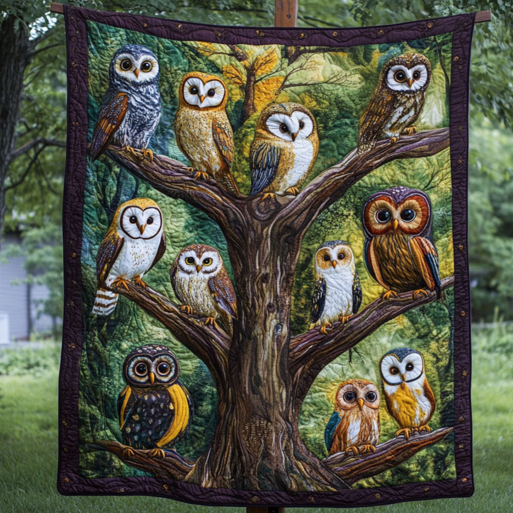 Owl Perch Quilted Blanket Cool Throw Blanket Best Owl Gift Ideas - Marykun