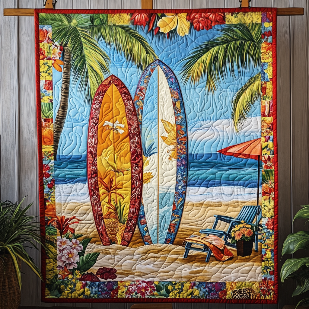 Palm Bloom Quilted Blanket Holiday Throw Blanket Best Gnome Gifts - Marykun