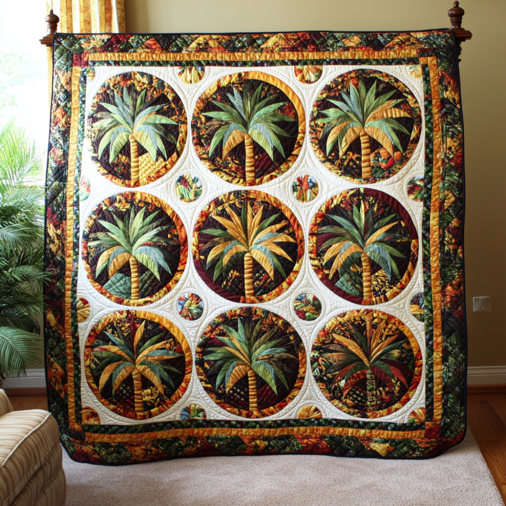 Palm Escape Quilted Blanket Bedroom Decor Beach Lover Christmas Gifts - Marykun