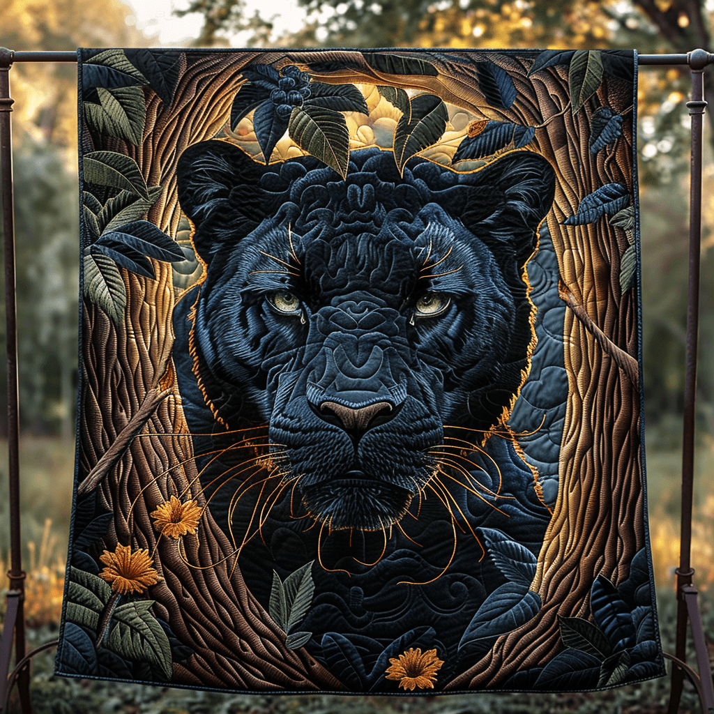 Panther Glaze Quilted Blanket Christmas Throw Blanket Leopard Print Gifts For Her - Marykun