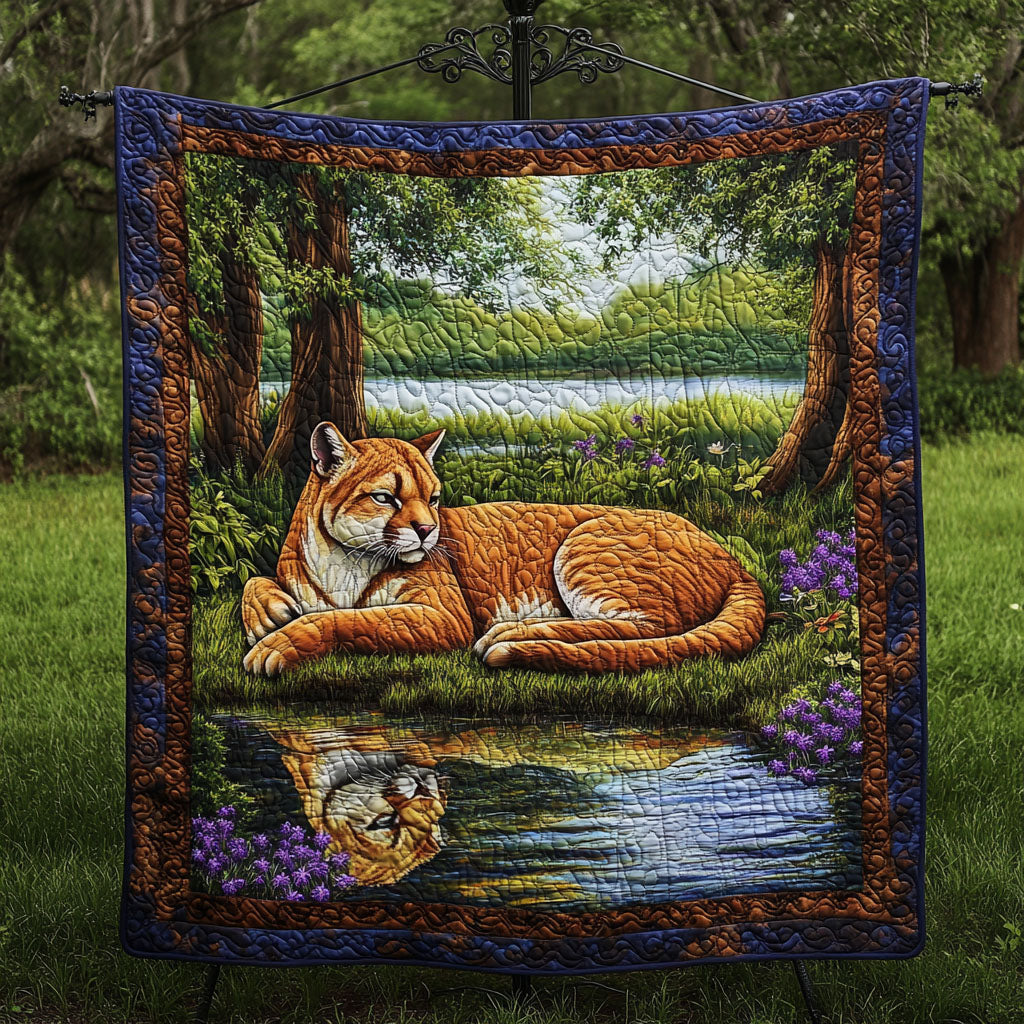 Panther Reflection Quilted Blanket Best Throw Blanket Christmas Gifts For Wildlife Lovers - Marykun