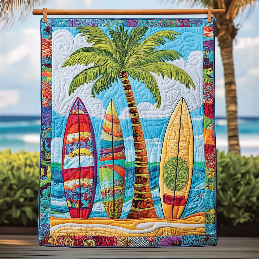Paradise Surf Quilted Blanket Bedroom Xmas Decor Best Gifts For Beach Lovers - Marykun