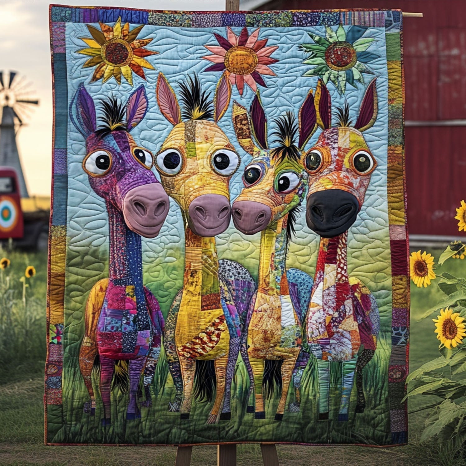 Patchwork Critters Quilted Blanket Christmas Holiday Donkey Gift Ideas - Marykun