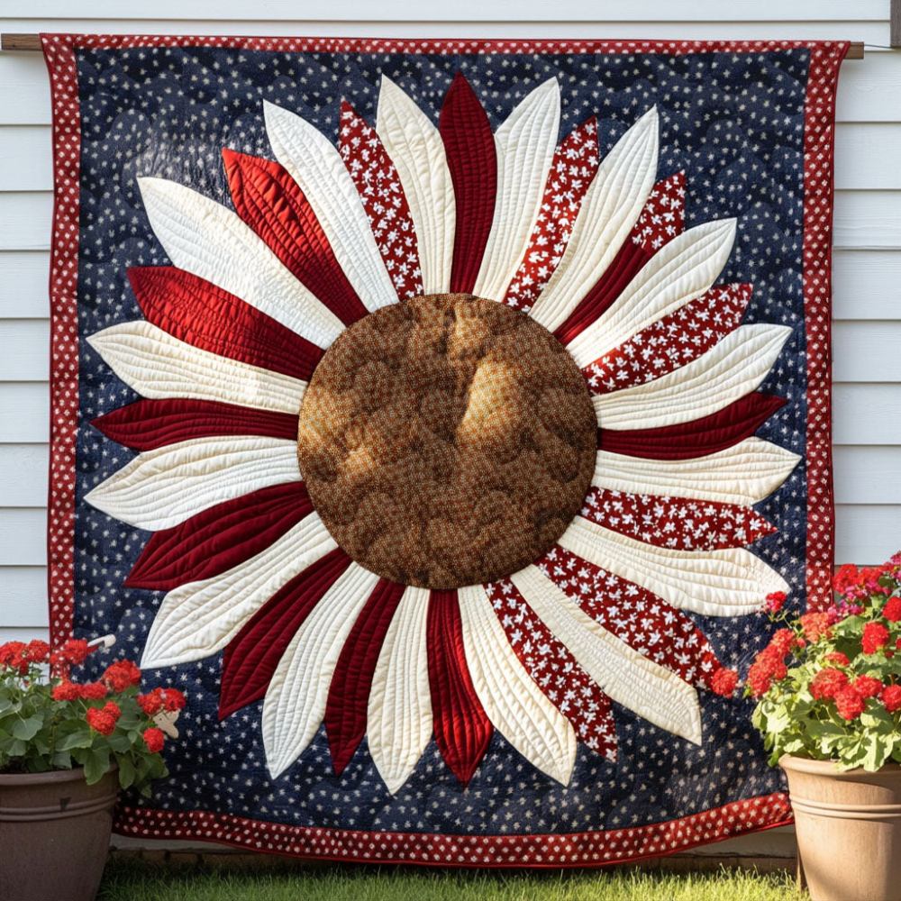 Patriotic Bloom Quilted Blanket Xmas Holiday Patriotic Gift Ideas - Marykun