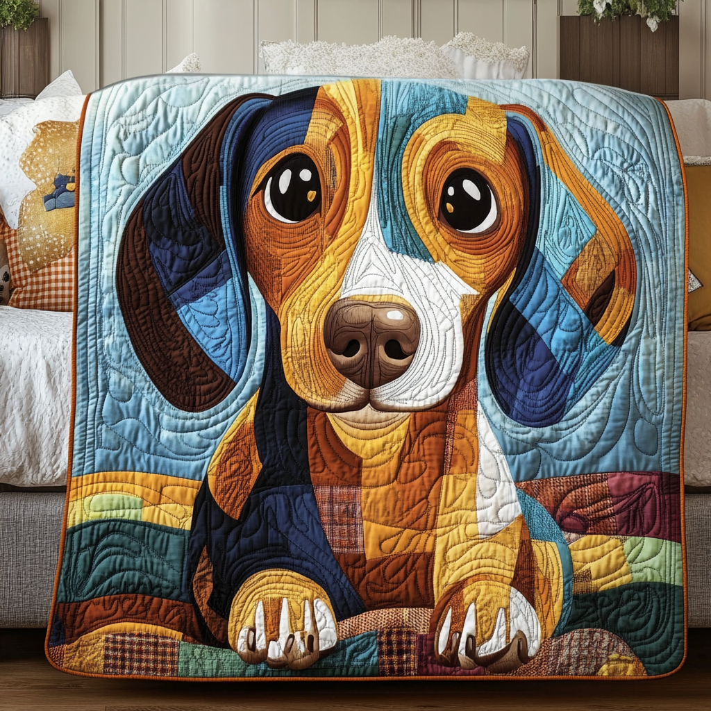 Paws and Pals Quilted Blanket Xmas Holiday Dachshund Gifts For Dog Lovers - Marykun