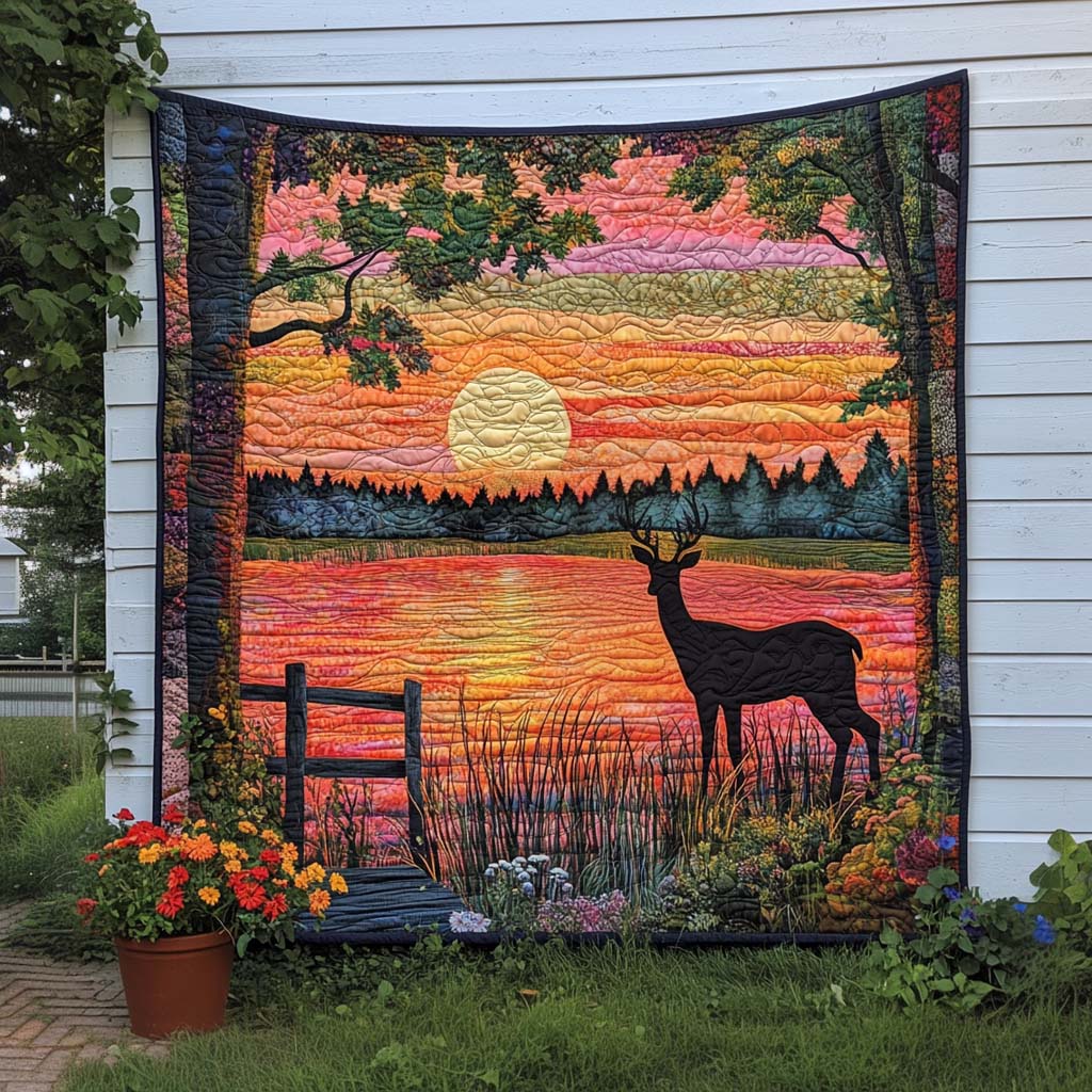 Peaceful Antlers Quilted Blanket Cool Throw Blanket Great Gifts For Deer Hunters - Marykun
