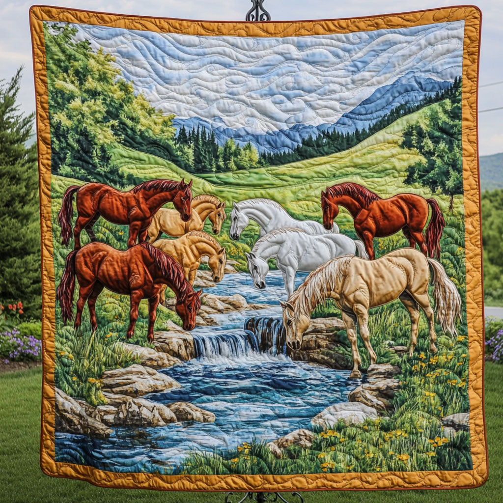 Peaceful Herd Quilted Blanket Best Throw Blanket Gift For Horse Lover Woman - Marykun