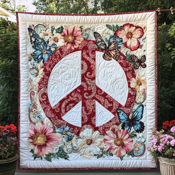 Peaceful Meadow Quilted Blanket Holiday Throw Blanket Hippie Christmas Gift Ideas - Marykun