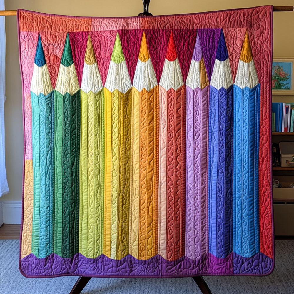 Pencil Parade Quilted Blanket Christmas Throw Blanket Back To School Gifts For Adults - Marykun