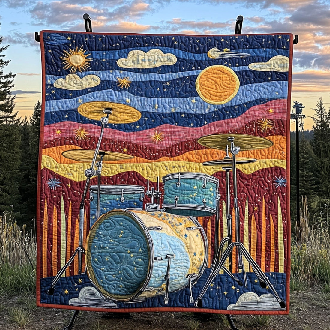 Percussion Paradise Quilted Blanket Best Throw Blanket Xmas Gifts For Drummers - Marykun