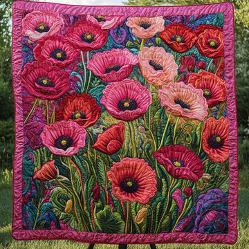 Petals of Peace Quilted Blanket Nice Throw Blanket Poppy Gifts For Her - Marykun