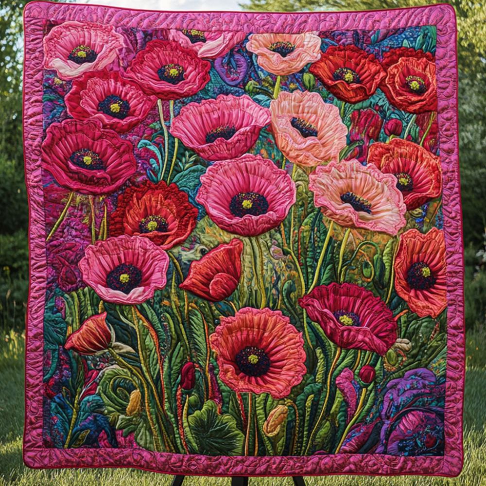Petals of Peace Quilted Blanket Nice Throw Blanket Poppy Gifts For Her - Marykun