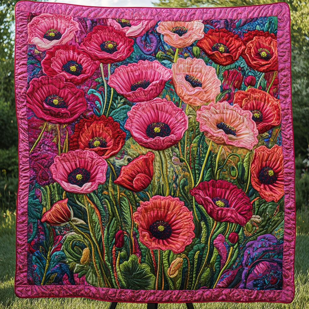 Petals of Peace Quilted Blanket Nice Throw Blanket Poppy Gifts For Her - Marykun