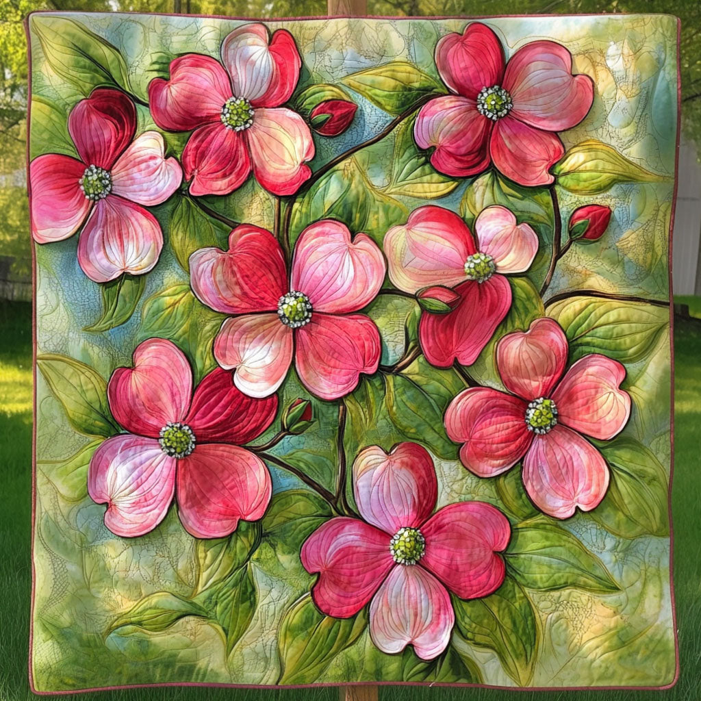 Pink Dogwood Quilted Blanket Best Couch Throw Blanket Best Gifts For Flower Lovers - Marykun