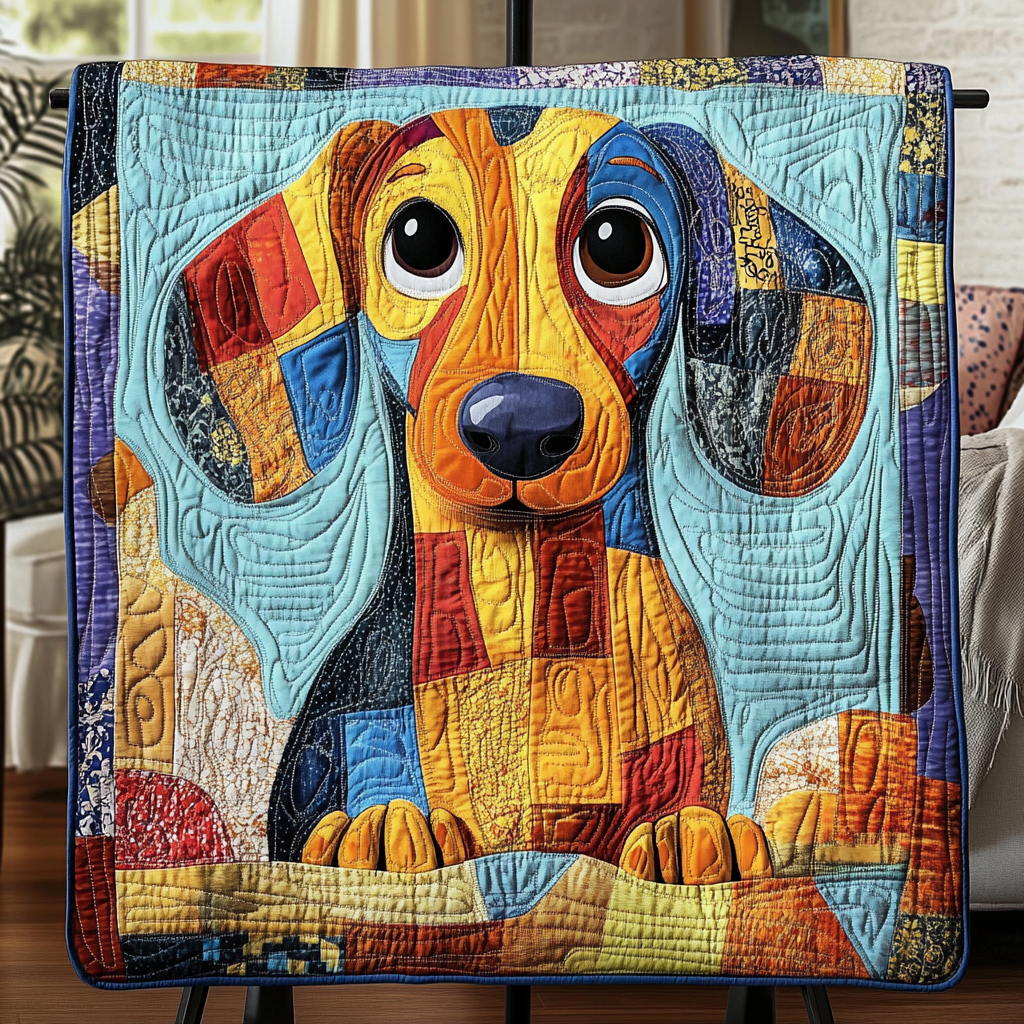Playful Paws Quilted Blanket Holiday Throw Blanket Gift Ideas For Dachshund Lovers - Marykun