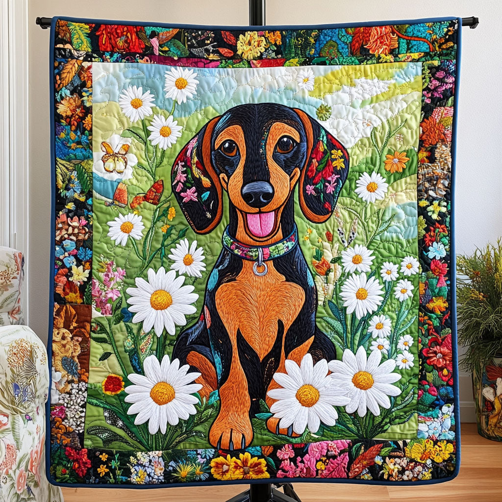 Playful Pup Quilted Blanket Christmas Holiday Gift Ideas For Dachshund Lovers - Marykun