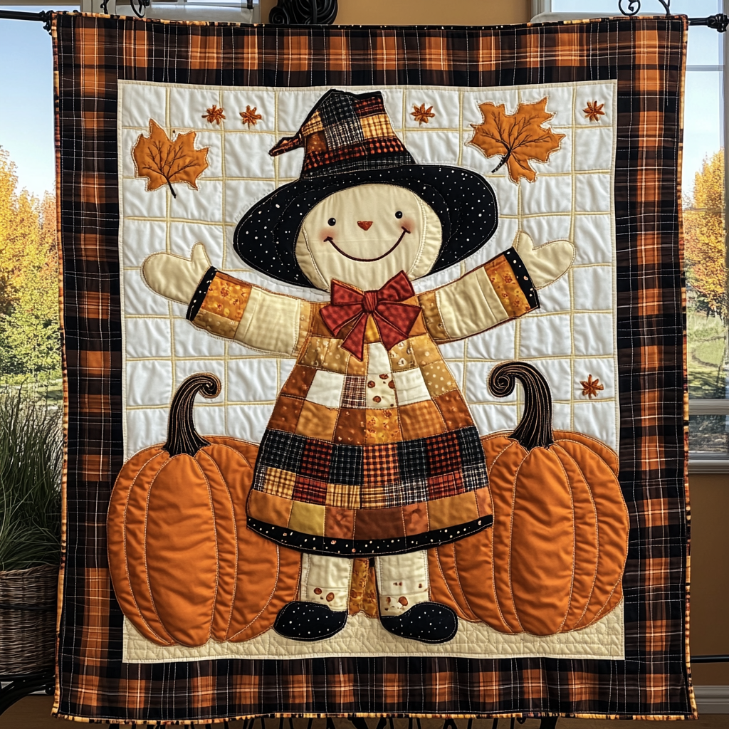 Pumpkin Scarecrow Quilted Blanket Autumn Bed Throw Gifts For People Who Like Skulls - Marykun