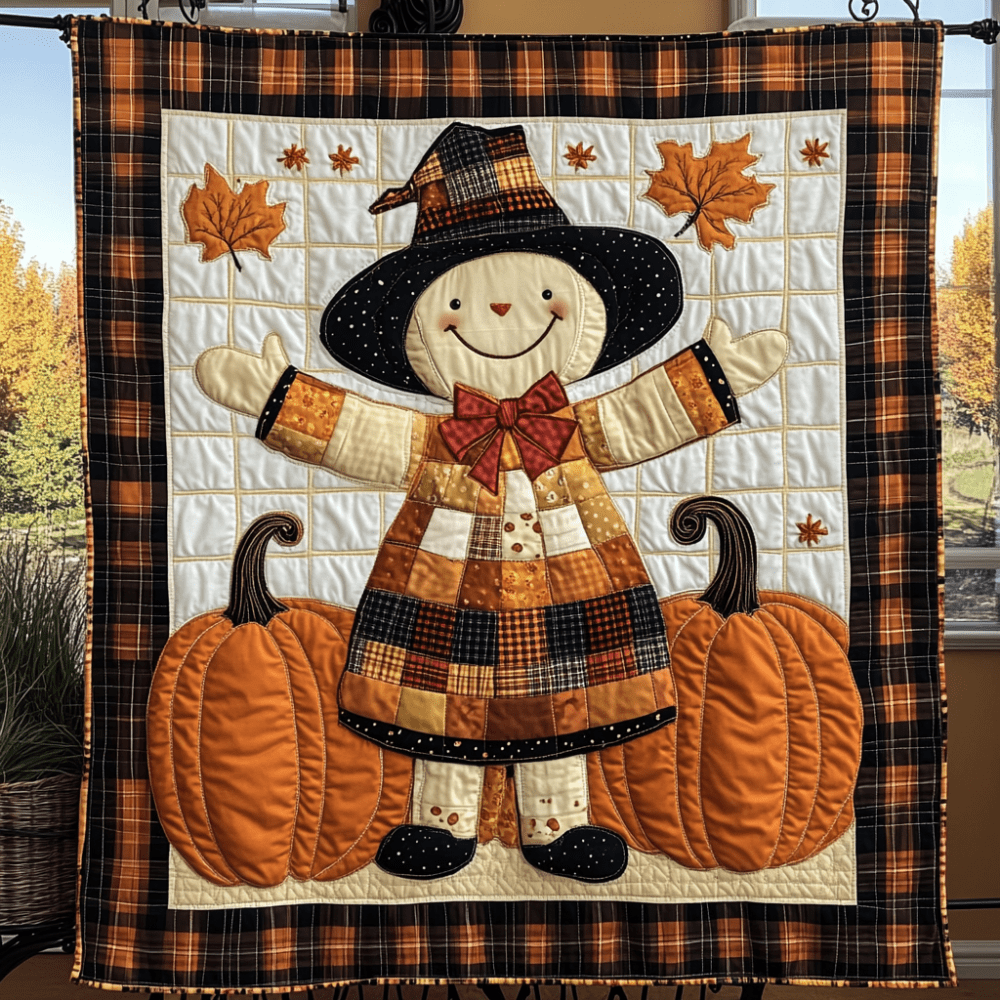 Pumpkin Scarecrow Quilted Blanket Autumn Bed Throw Gifts For People Who Like Skulls - Marykun