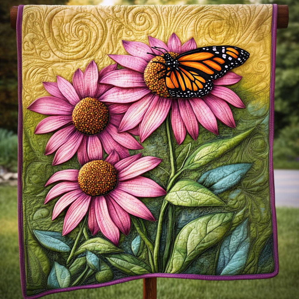Purple Blooms Quilted Blanket Best Throw Blanket Best Butterfly Gifts For Christmas - Marykun