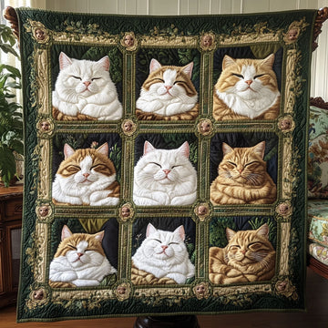 Purring Grounds Quilted Blanket Winter Decor Blanket Best Gifts For Elephant Lovers - Marykun