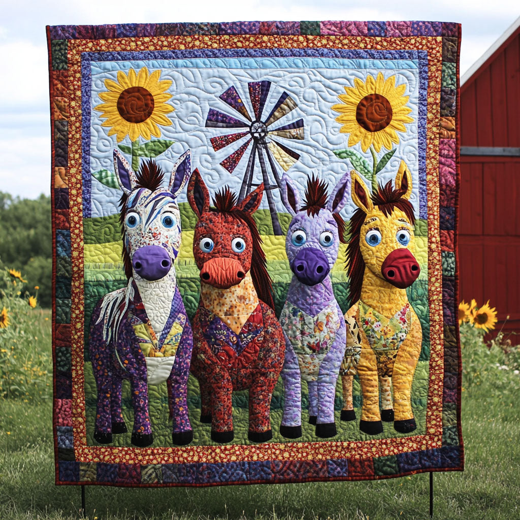 Quirky Burros Quilted Blanket Holiday Throw Blanket Donkey Related Gifts - Marykun
