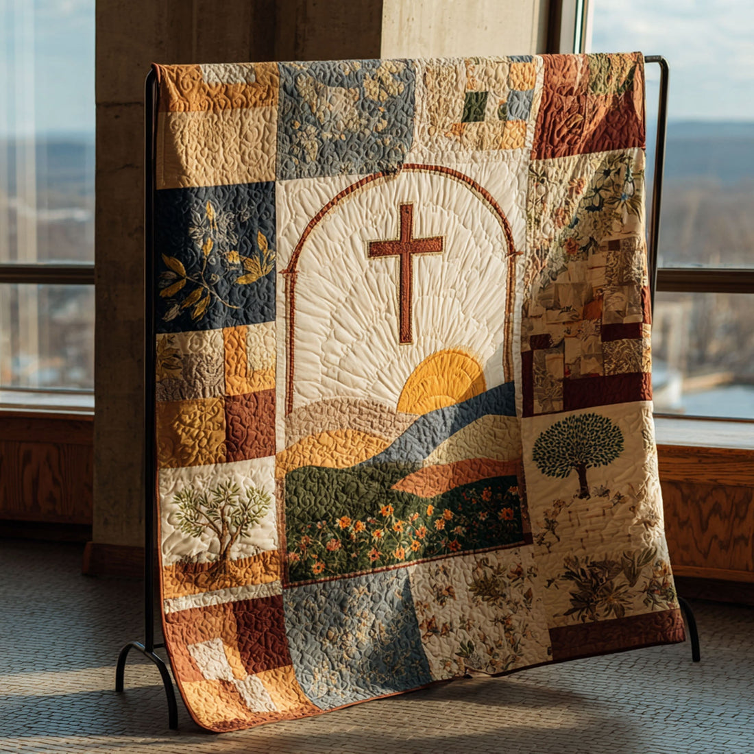 Radiant Cross Quilted Blanket Sofa Couch Throw Blanket Gifts For People Who Love Chickens - Marykun