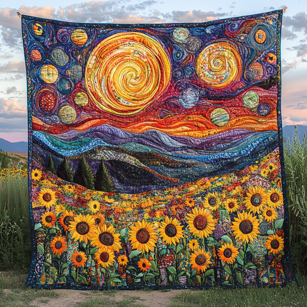 Radiant Fields Quilted Blanket Cool Throw Blanket Sunflower Gifts For Friends - Marykun