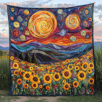 Radiant Fields Quilted Blanket Cool Throw Blanket Sunflower Gifts For Friends - Marykun
