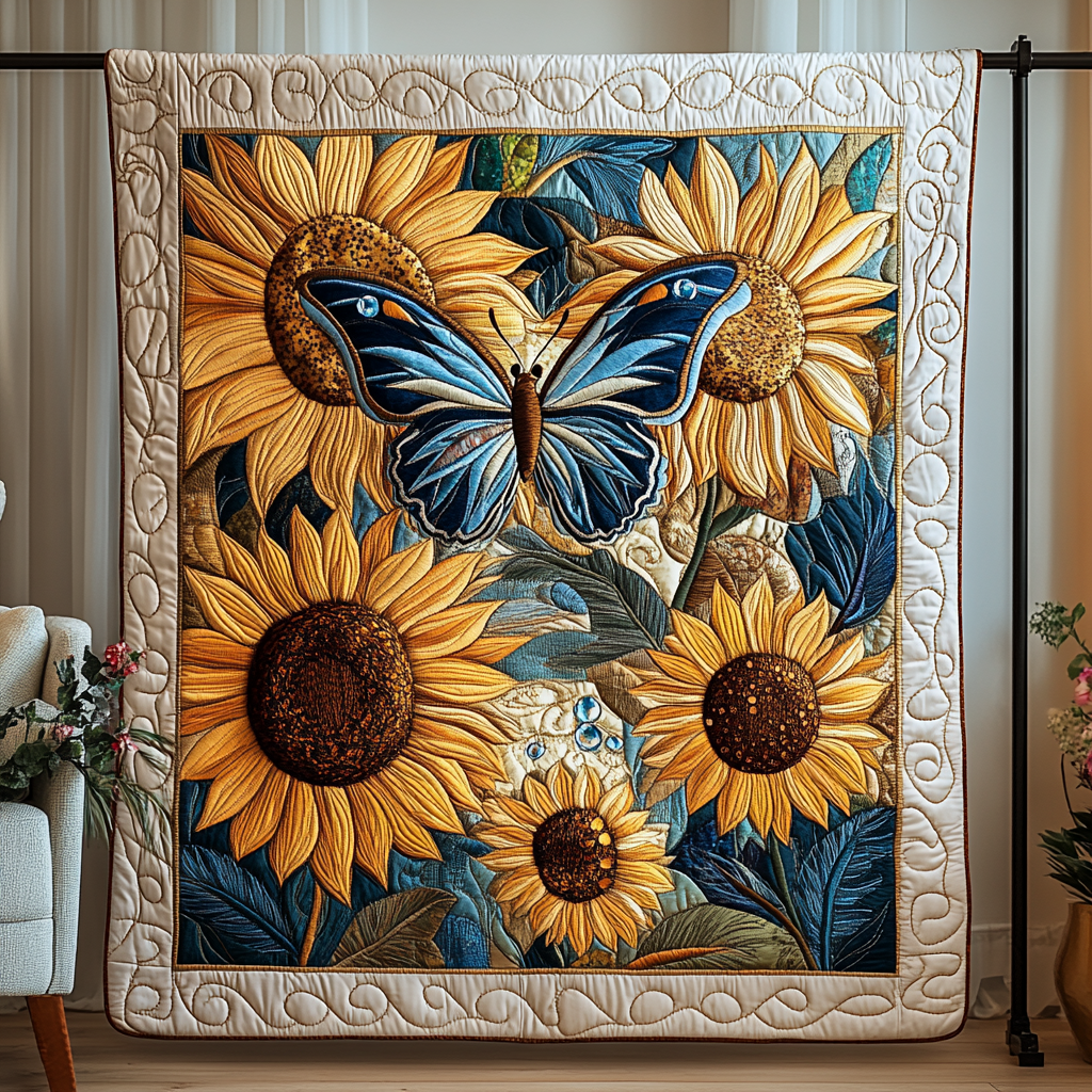 Radiant Flight Quilted Blanket Cool Throw Blanket Butterfly Gifts For Her - Marykun