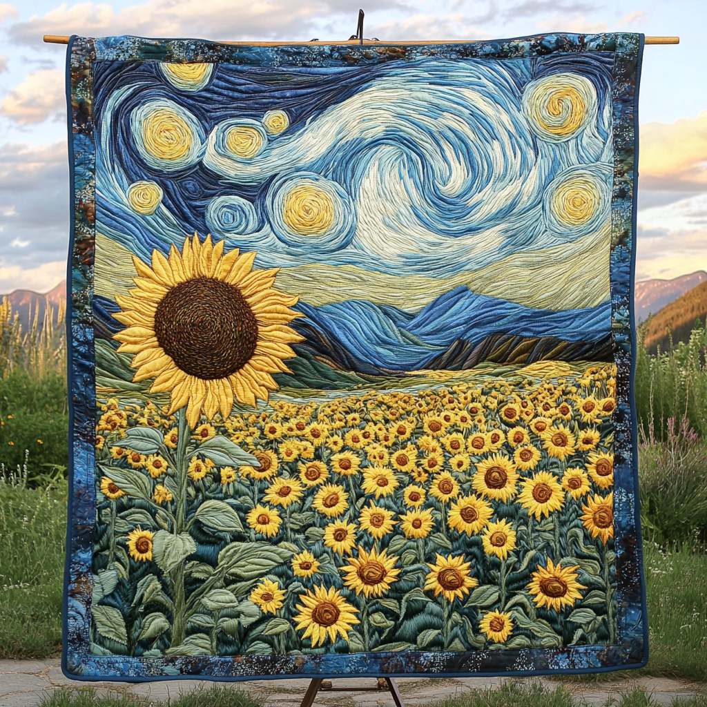 Radiant Petals Quilted Blanket Bedroom Decor Christmas Sunflower Theme Gifts - Marykun