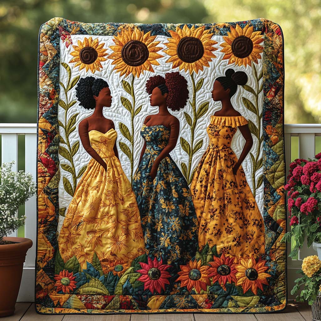 Radiant Petals Quilted Blanket Best Throw Blanket Melanin Gifts For Black Women - Marykun