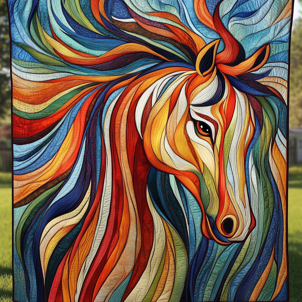 Radiant Stallion Quilted Blanket Holiday Throw Blanket Cute Horse Gifts - Marykun