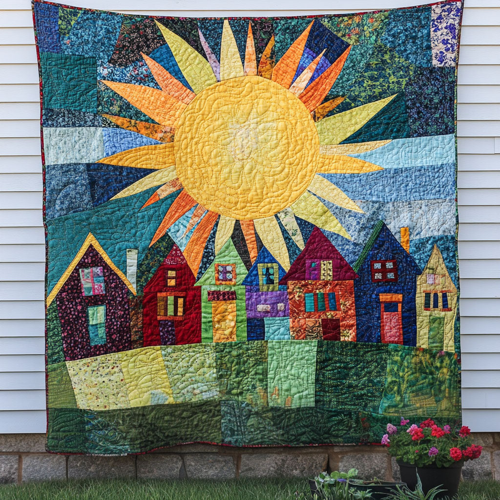 Radiant Village Quilted Blanket Sofa Couch Throw Blanket Sunshine Themed Gifts - Marykun