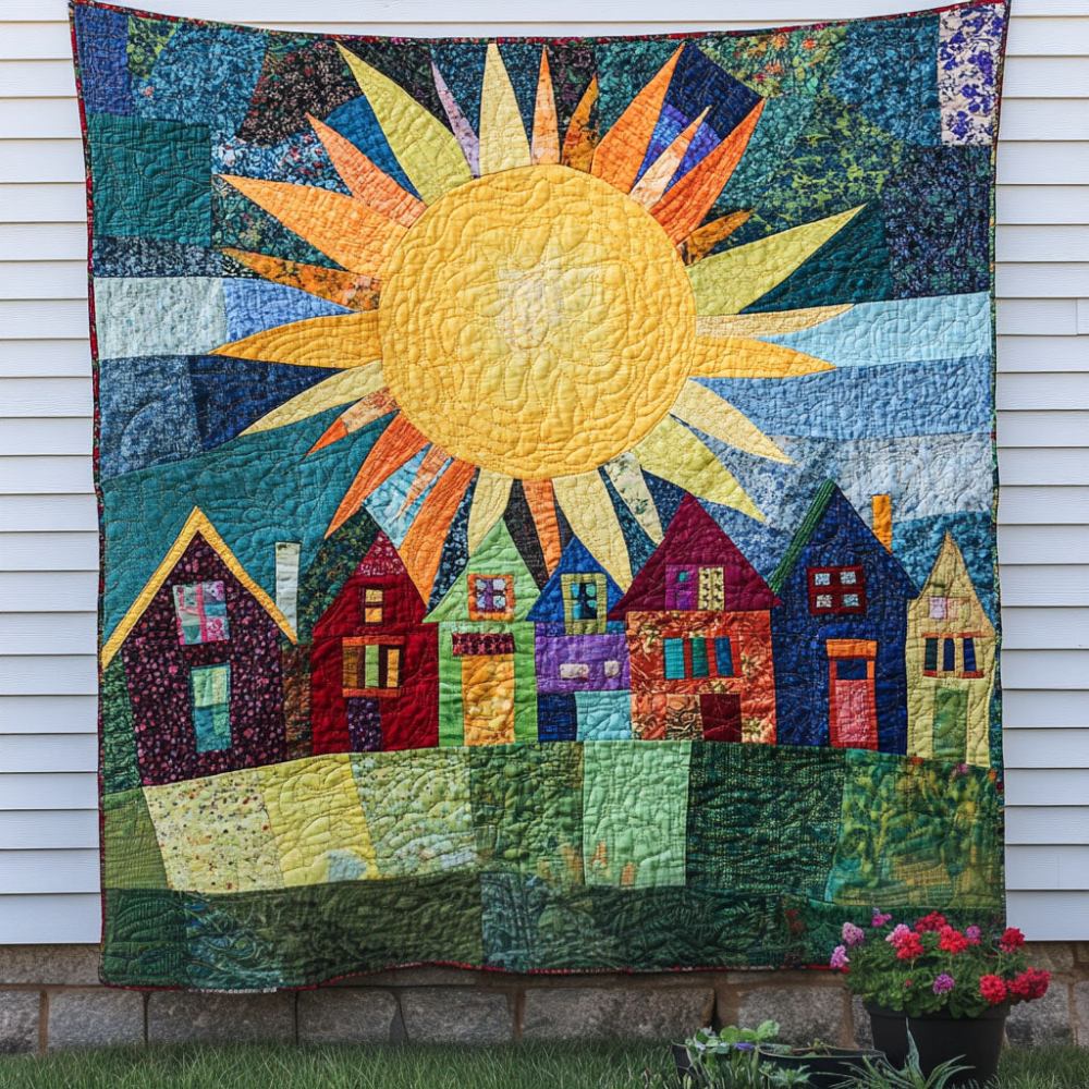 Radiant Village Quilted Blanket Sofa Couch Throw Blanket Sunshine Themed Gifts - Marykun