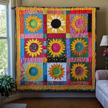 Radiant Whimsy Quilted Blanket Christmas Room Decor Sunflower Birthday Gifts - Marykun