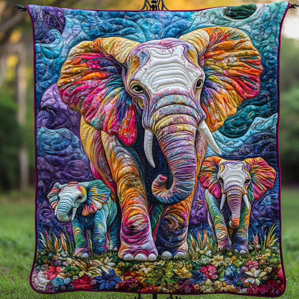 Rainbow Family Quilted Blanket Best Couch Throw Blanket Xmas Gift For Elephant Lovers - Marykun