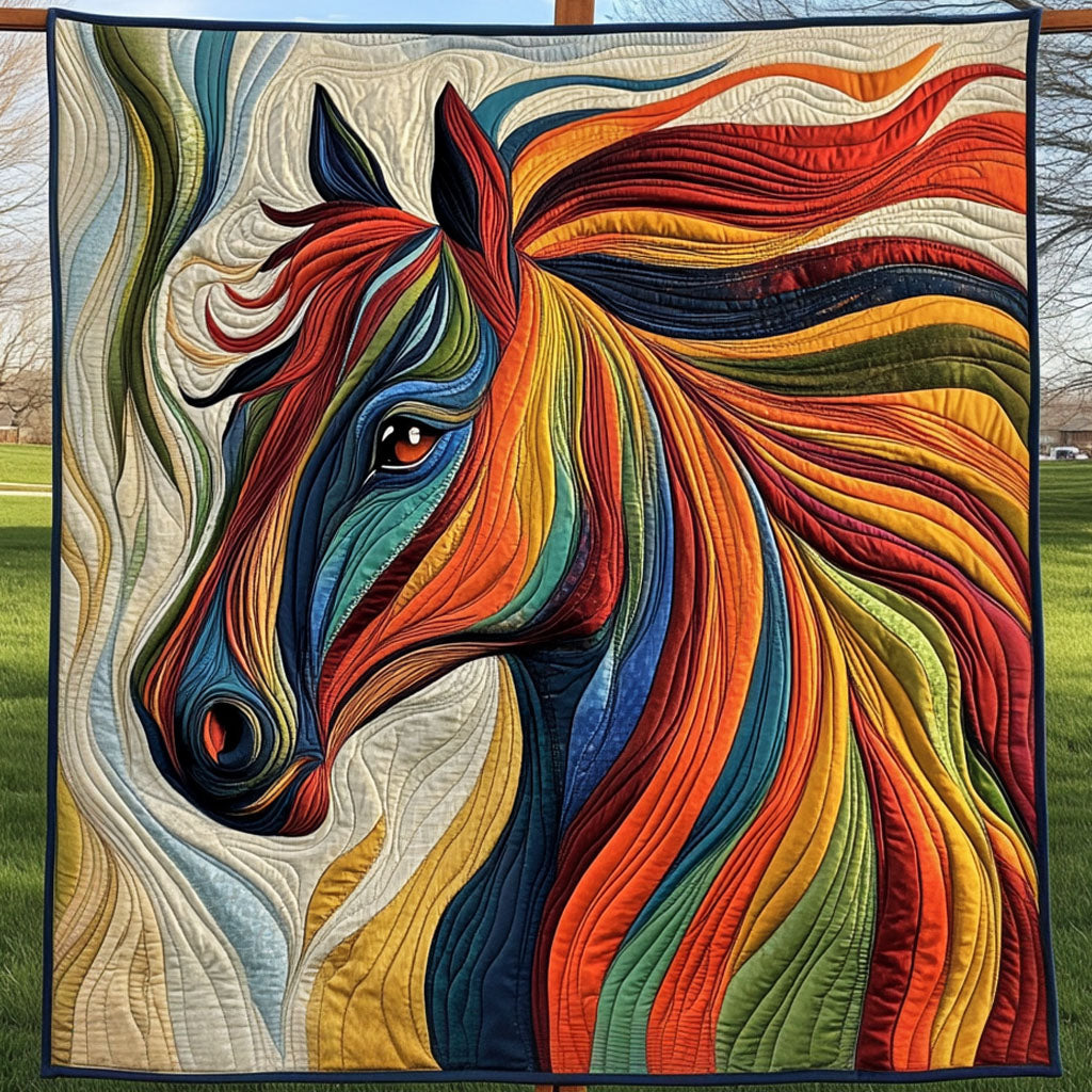 Rainbow Horse Quilted Blanket Xmas Holiday Gifts For Young Horse Riders - Marykun