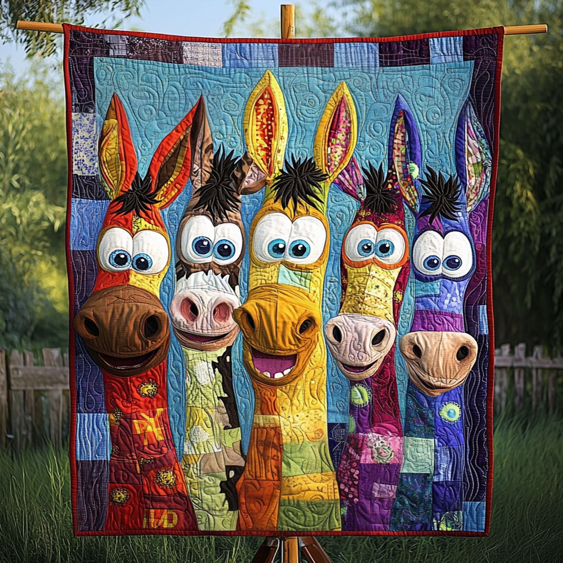 Rainbow Rascals Quilted Blanket Christmas Room Decor Donkey Present Ideas - Marykun