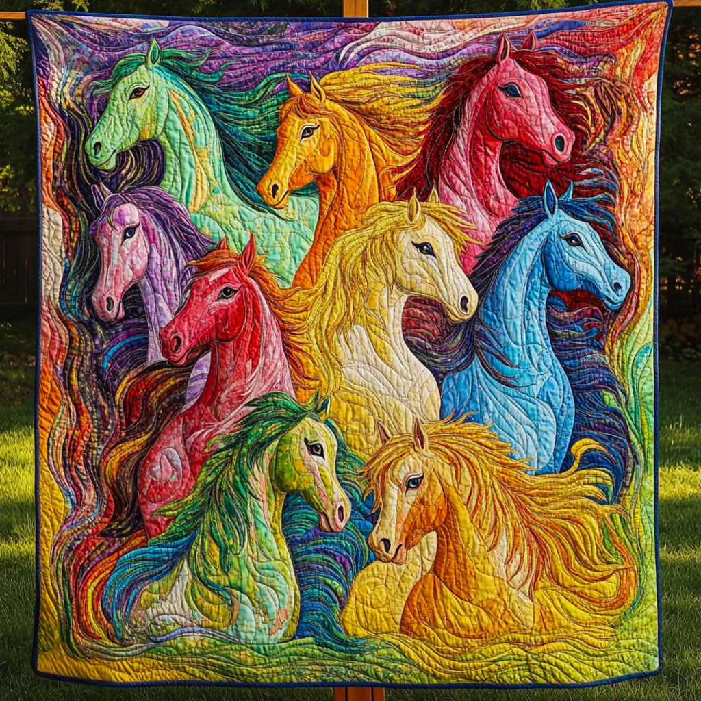 Rainbow Riders Quilted Blanket Bedroom Decor Christmas Gift Ideas For Horse Owners - Marykun
