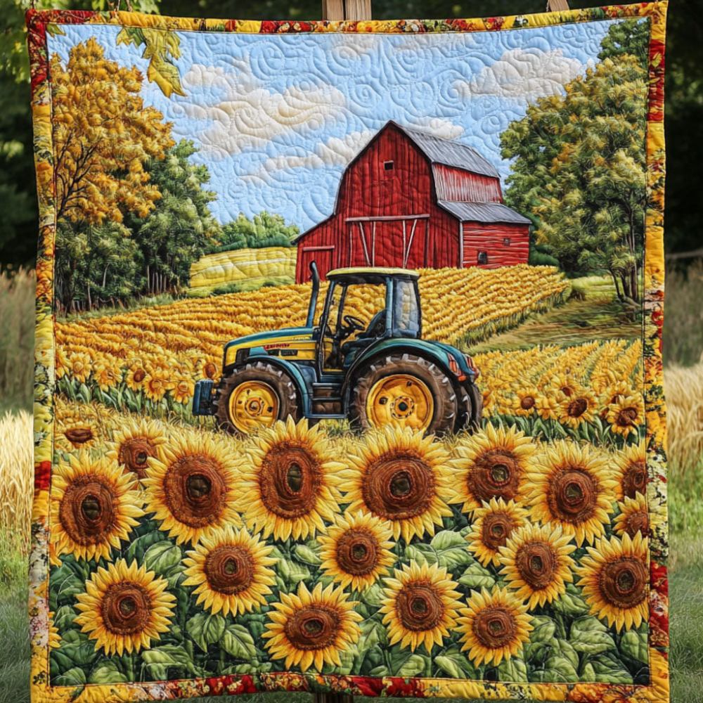Red Barn Journey Quilted Blanket Best Throw Blanket Tractor Presents For Adults - Marykun