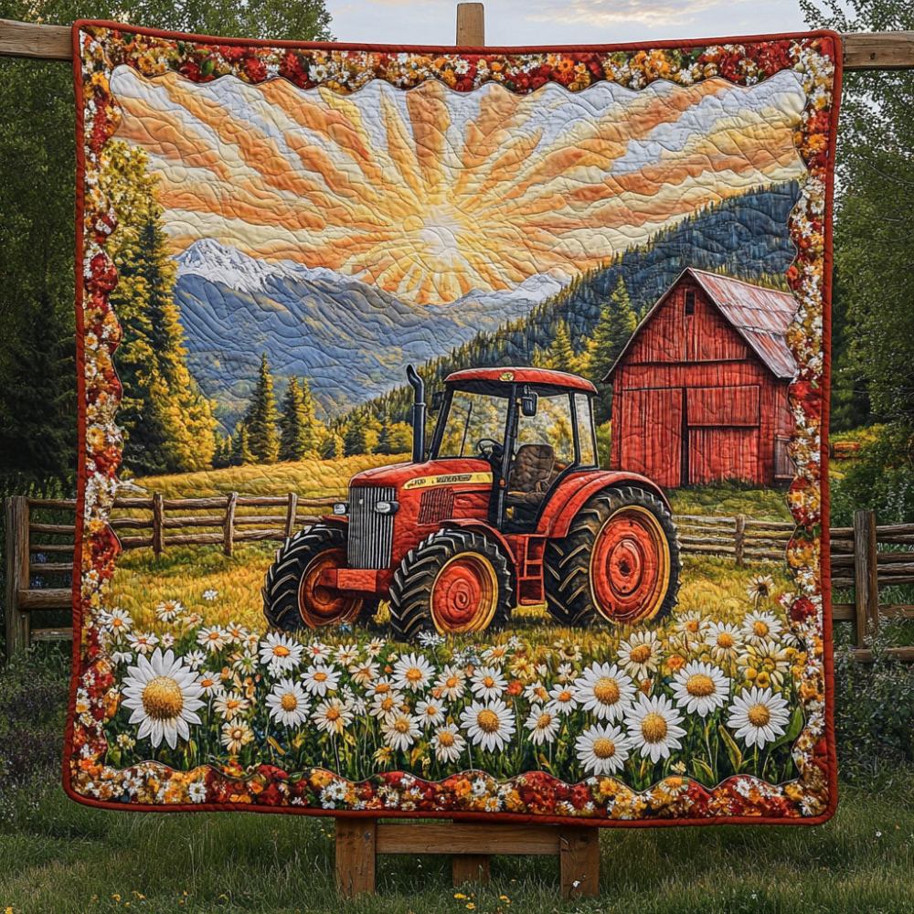 Red Tractor Trail Quilted Blanket Best Throw Blanket Tractor Gifts For Dad Farmers - Marykun