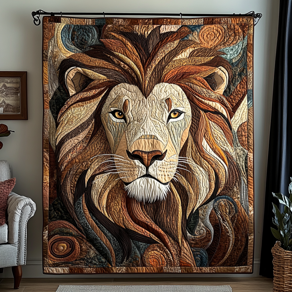 Regal Beast Quilted Blanket Cute Throw Blanket Best Lion Gifts For Him - Marykun