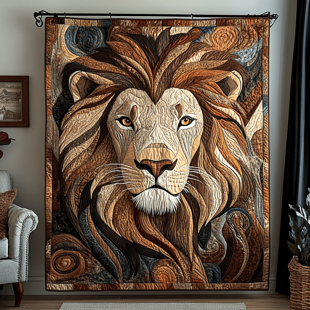 Regal Beast Quilted Blanket Cute Throw Blanket Best Lion Gifts For Him - Marykun