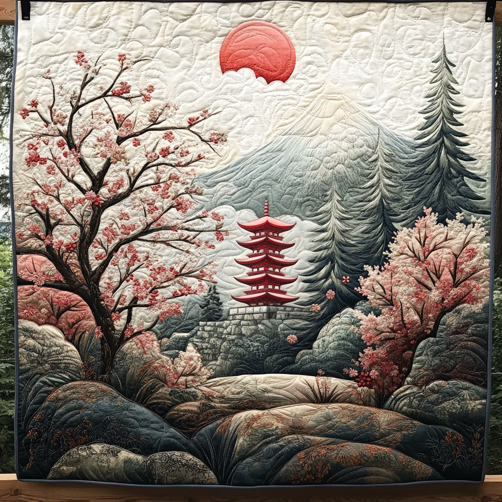 Retro Japanese Pagoda Quilted Blanket Home Bedding Decor Christian Christmas Gifts For Mom - Marykun