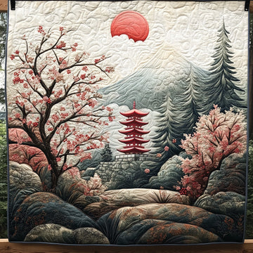 Retro Japanese Pagoda Quilted Blanket Home Bedding Decor Christian Christmas Gifts For Mom - Marykun