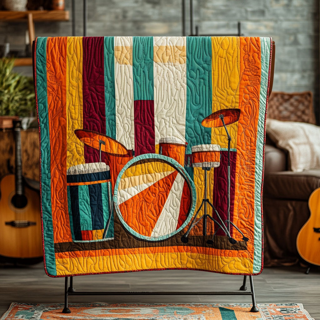 Rhythm of Colors Quilted Blanket Sofa Couch Throw Blanket Best Christmas Gifts For Drummers - Marykun